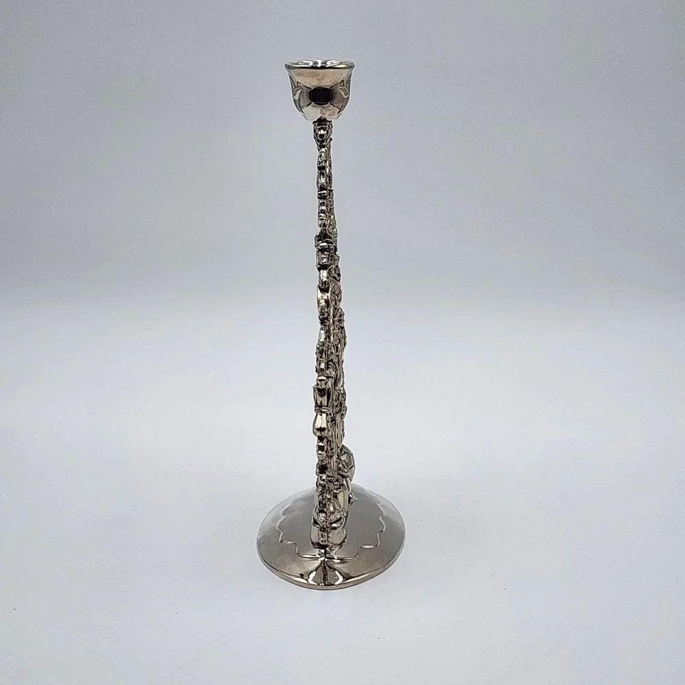 Vintage Christmas Tree Candlestick Holder Silverplate Holiday Decor 9.75